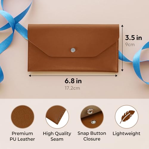 Carrotez PU Leather Cash Envelope Wallet, Money Envelope for Cash - Brown - color: Brown, style: No Letter Engraving