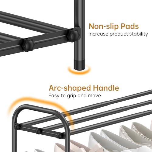 Hleelomi 2-Tier Metal Expandable Shoe Rack for Closet and Entryway, Black - color: Black, size: 2-Tier