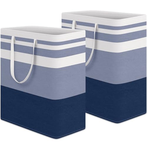 HomeHacks 2 Pack Large Laundry Baskets, Laundry Hampers Bags (Blue 100Lx2) - color: Blue, size: 100L