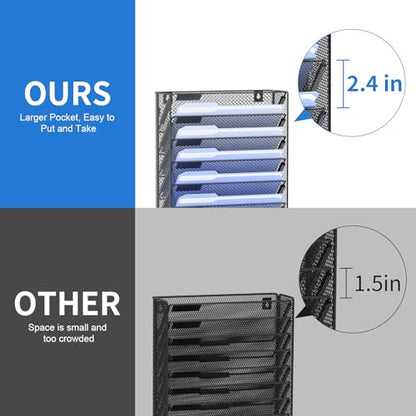 OUTWOLF 15 Tier Wall File Organizer with Hooks, Hanging Wall File Holder Wall Mount Paper Folder Organizer for Office, Magazine Rack - color: 15 Tier