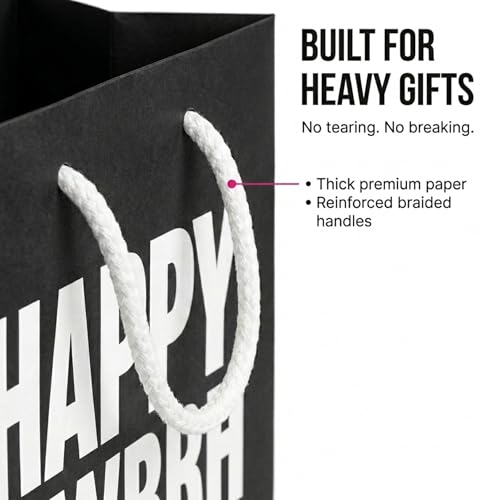 Birthday Gift Bag with Tissue Paper – Medium/Large Color Gift Bag with Handles (Pink, Blue, or Black) – Premium Paper Gift Bag for Birthday Gifts, Party Supplies, Gift Wrapping Alternative (BLUE) - color: Birthday Blue