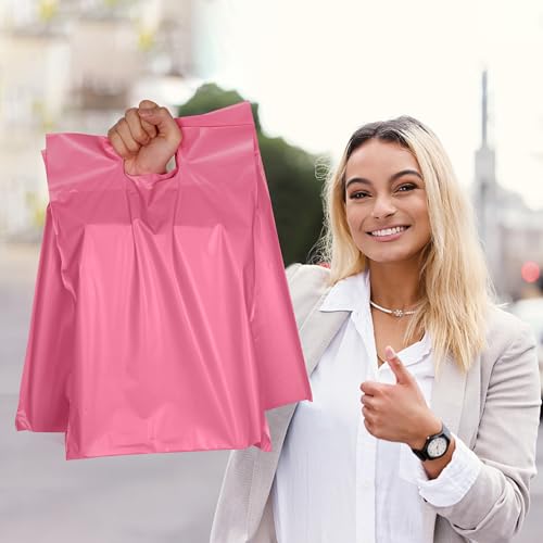 Poly Mailers 12x15.5 Inch, 50 Pack, Pink Self-Seal Handle Bags - color: HandlePink, size: 12x15.5 Inch 50 Pcs