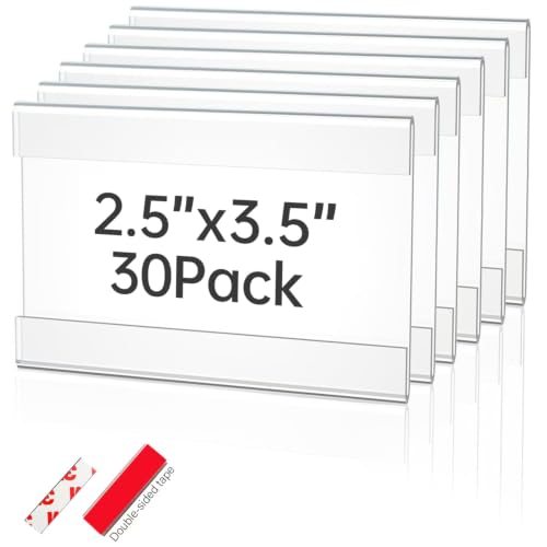2X3.5 Inch Wall Clear Acrylic Sign Holder (30 Pack) - size: 2X3.5