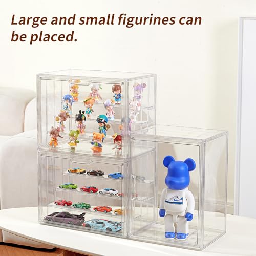 4 Layer Stackable Acrylic Figure Case for Collectibles Display Box,2 Pack - size: XL 2Pack-4tier