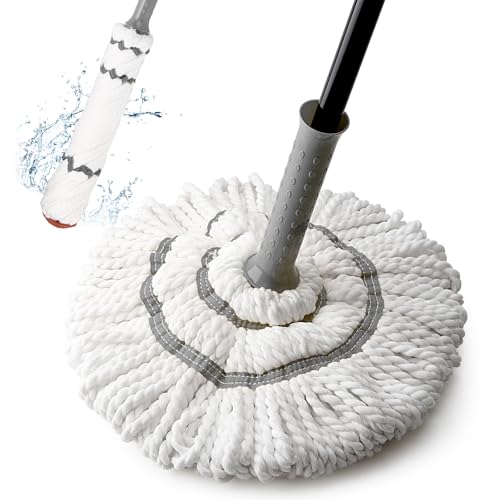 KeFanta Self-Wringing Twist Mop for Floor Cleaning with 57 " Long Handle - color: Gray&white (1 Handle & 1 Mop Head)