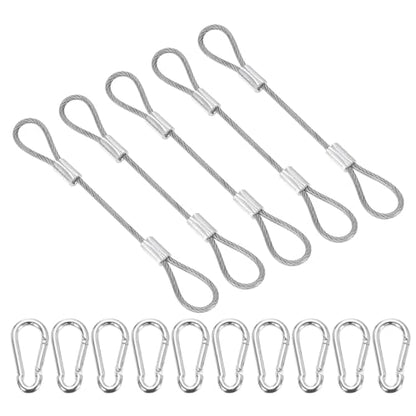PATIKIL 5" Safety Cable Lock Security Wire Ropes w 10 Spring Buckle 5Pcs - color: Clear, size: 5 Inch