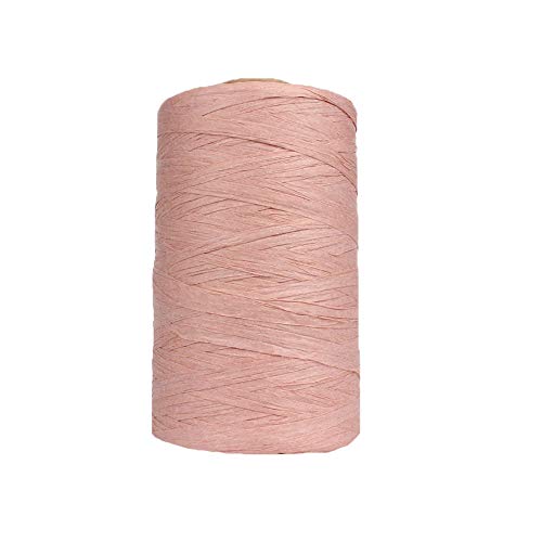 316Yard Rayon Raffia Paper Yarn for Crochet - Blush Pink Ribbon for Knit Summer Sun Hat, Beach Bag, Craft DIY Decoration