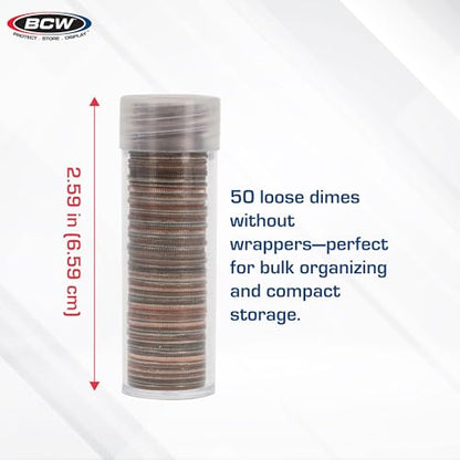 BCW Dime Coin Storage Tubes - 100 ct - style: 100 Pack