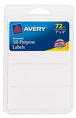 Avery Multi-Use Removable Labels, 1" x 3", White, Non-Printable, 72 Blank Labels Total (6728) (Pack of 2) - size: 1 x 3 Inch (Pack of 2)