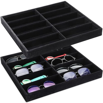 Batiyeer 2pcs Sunglasses Organizer Storage Tray Black 2 Pcs
