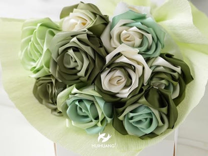 HUIHUANG Moss Green Double-Faced Satin Ribbon 1-1/2 inch x 100 Yards - color: Moss Green, size: 1-1/2 inch