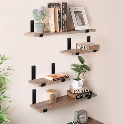 8 Pack - 11.25" L x 6" H x 1.5" W J Lip Shelf Brackets Rustic Farmhouse Iron Wall Floating Shelf Bracket Metal Shelf Bracket Industrial Shelf Supports with Screws Black - size: 11.25 inch, style: Black 8 Pack