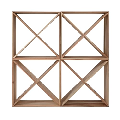 Y1LA 24 Bottle Wine Rack Holder Compact Cellar Cube Bar Storage Kitchen Decor Wood Display Home,Wine Storage Cube for Wood Crate in Natural (4, Natural-c)