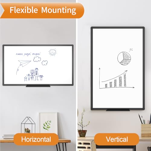 VIZ-PRO Magnetic Dry Erase Board, 72 x 40 Inches, Black Aluminium Frame - size: 72"W x 40"H
