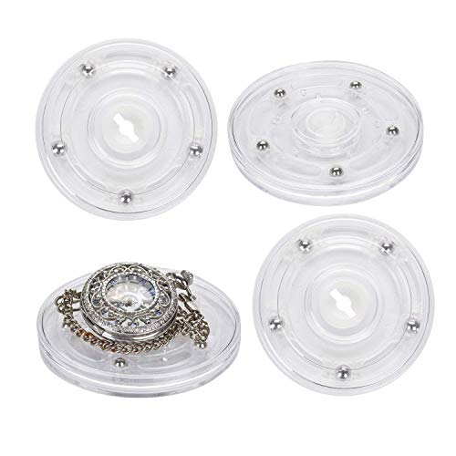 TamBee 4PCS 3 Inch Acrylic Lazy Susan Turntable Organizer, 360° Rotation Revolving Display Base Clear Acrylic for Spice Rack, Table, Cake, Kitchen, Pantry Decorating - size: 3 inch Clear