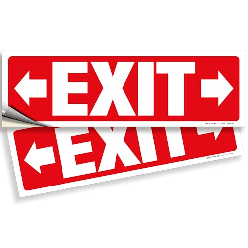 iSYFIX Exit Signs Stickers 2 Pack 12x4 Inch, Directional Right & Left Arrow - color: Sticker Right&Left, size: 2 Pk 12x4