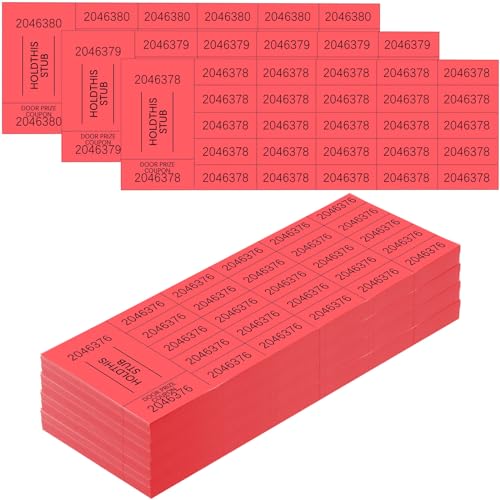 Kosiz 25 Bid 504 Raffle Ticket Sheets Chinese Auction Tickets, Red - color: Red, size: 25 Bid