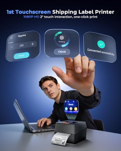 Phomemo Shipping Label Printer with Touchable Screen & Built-in Label Bin - color: Grey