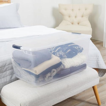 Rubbermaid Cleverstore 95 Qt Clear Storage Bins with Lids, 4-Pack, Stackable, BPA-Free, Made in USA - size: 95 Qt - 4 Pack