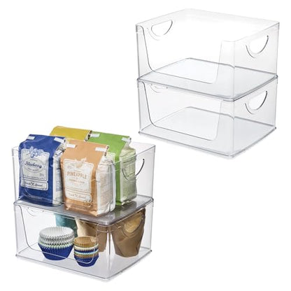 iDesign Stackable Open-Front Storage Bins with Handles, Set of 4, Clear - style: Pack of 4