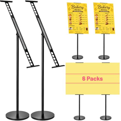 Feifeiya 6 Pack Adjustable Sign Holder Bulk Floor Poster Board Stand