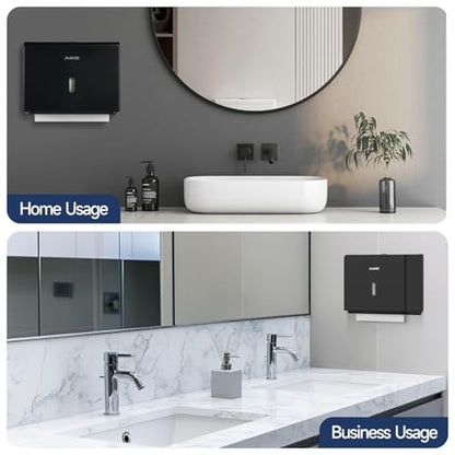 AIKE 200-Sheet Multifold Paper Towel Dispenser,No-Drill Wall Mount,Black - color: Black