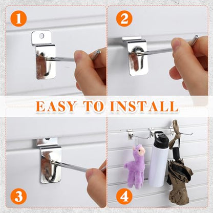 Tandefio 200 Pcs 6 Inch Slatwall Hooks Slatwall Accessories Panel Hooks Heavy Duty Metal Hanging Silver Commercial Peg for Garage Retail Display Organization - size: 6 Inch