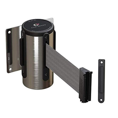 CCW 11 Ft Wall Mount Retractable Belt Barrier, Stainless Steel Case - color: Light Grey, size: Solid Color