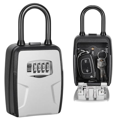 Fayleeko Portable Key Lock Box, Lock Box Wall Mounted for House Key, Car Keys, 6 Key Capacity, Weatherproof Resettable Code (Grey, 1) - size: 1