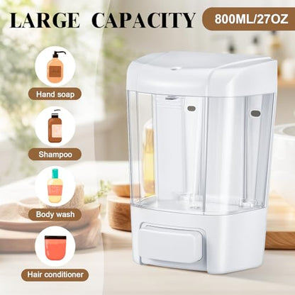 Hushee 4 Pcs Wall Mounted Soap Dispenser,27 Oz 800 Ml,White - color: White, size: 27 oz 800 ml
