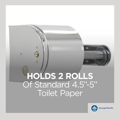 2-Roll Side-By-Side Covered Toilet Paper Dispenser by GP PRO (Georgia-Pacific), Key Lock, Chrome, 57320, 10.000" W x 6.250" D x 6.000" H, 1 Dispenser Per Case