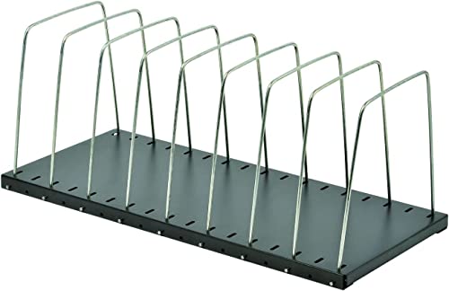 MMF Industries STEELMASTER Adjustable Desk File Organizer Rack | 8 Compartments | Wire Dividers | Black | Scratch & Chip-Resistant Finish | Non-slip Padded Feet | Office Organization