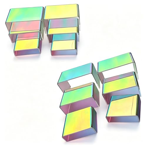 12 PCs Acrylic Display Risers Small 3 Size Stand（Iridescent2） - color: Iridescent 12 PCs