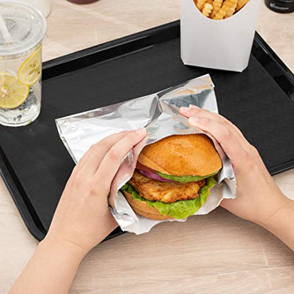 Restaurantware-Bag Tek 7.9 x 1.7 x 7.9 Inch Foil Lined Bags, 100 Greaseproof Foil Food Wrappers - Freezable, Non-Vented, Silver Paper Hot Sandwich Bags, Keeps Food Warm, For Hot And Cold Foods - size: 7.8"