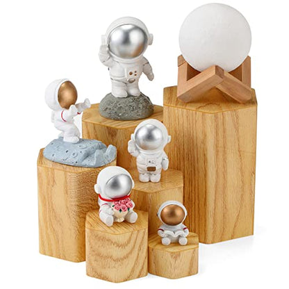 Jetec 12 Pcs Hexagonal Jewelry Display Risers Acrylic Stands,Woodgrain - color: Natural Color