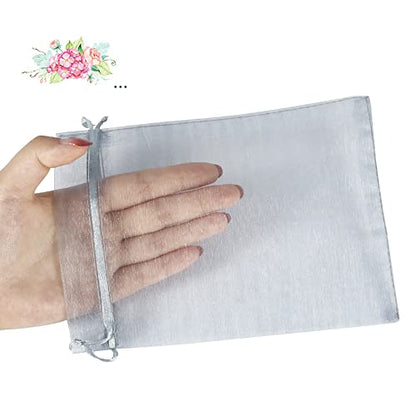 HRX Package 100pcs Mesh Organza Bags 5x7 in for Gift Giving (Silver Gray) - color: Silver Gray