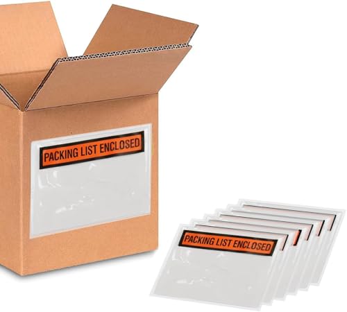 PSBM 1000 PCS 4.5 x 5.5 Inch Orange Panel Face Packing List Enclosed Envelopes, Invoice Packing Slips Pouch for Mailing Labels, Invoices, Documents and Slips - size: 4.5 Inch x 5.5 Inch Orange / Back Side Load