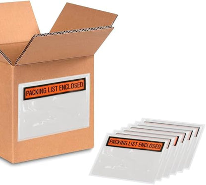 PSBM 1000 PCS 4.5 x 5.5 Inch Orange Panel Face Packing List Enclosed Envelopes, Invoice Packing Slips Pouch for Mailing Labels, Invoices, Documents and Slips - size: 4.5 Inch x 5.5 Inch Orange / Back Side Load
