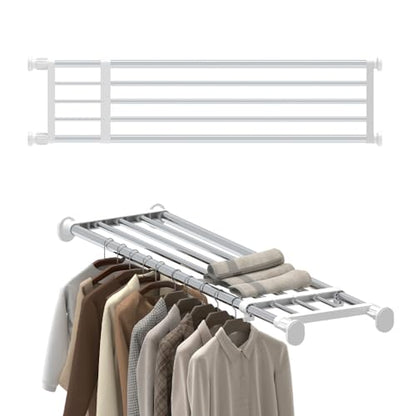 Hershii Tension Shelf Expandable Rod, Adjustable Closet Tension Shelves - color: Ivory, size: 46.85 - 75 inches