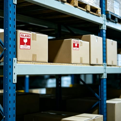 4 x 6 Inch Large Glass Fragile Stickers for Shipping Handle with Care Label