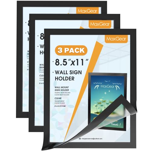 MaxGear Magnetic Sign Holder 8.5 x 11 Magnetic Paper Holder, 3 Pack - size: 8.5"x11"