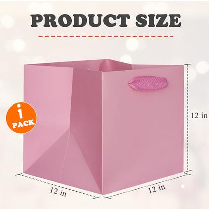 ADIDO EVA 1 Pcs Pink Large Square Gift Bags 12x12x12 in Large Gift Bags - color: Pink, size: 12x12x12 Inch (Pack of 1)