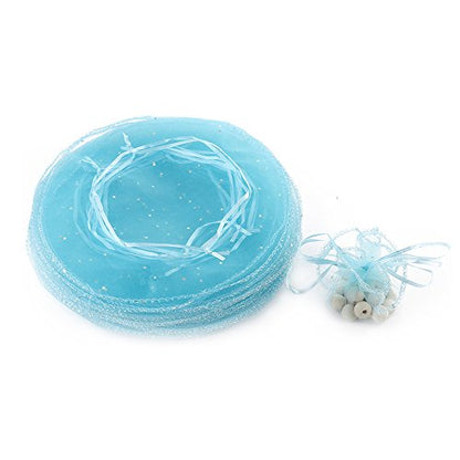 100Pcs Round Organza Bags, 9.8 Inch Tulle Circles with Drawstring Jewelry Candy Pouch Christmas Wedding Party Favor Gift Bags (Lake Blue) - color: Lake Blue