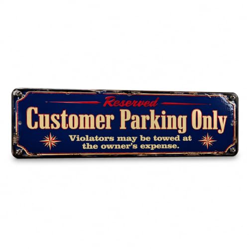 Customer Parking Only Vintage Enamel Business Sign - style: Customer Parking Only