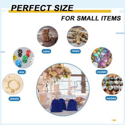 Shintop 50pcs Small Velvet Drawstring Bags, 3x4inch Blue Jewelry Pouches - color: Blue, size: 1 Count (Pack of 50)