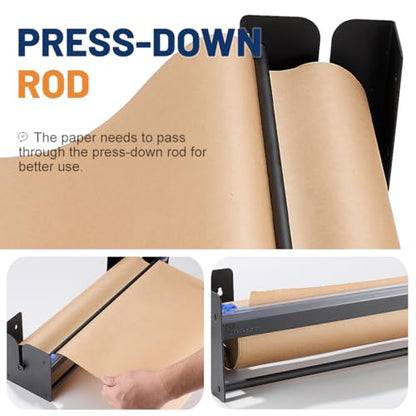 Perkhomy 36 Inch Paper Roll Dispenser and Cutter - Heavy-Duty Wall Mountable, Non Slip Tabletop - Kraft, Freezer, Butcher Paper - Up to 300ft Rolls (Black, 36 Inch)