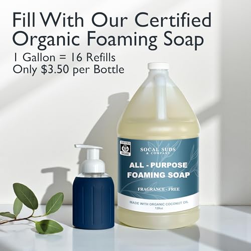 Foaming Glass Hand Soap Dispenser Navy Blue Foam 8oz - color: Navy Blue
