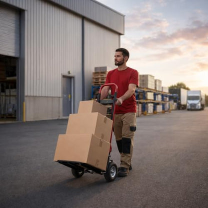 Red Convertible Hand Truck Dolly Cart with 4 Wheels Heavy Duty,1000 Lbs Capacity, 2 Straps for Moving Furniture/Appliance/Carton/Warehouse/Office/Easy to Follow Video to Install - color: Red