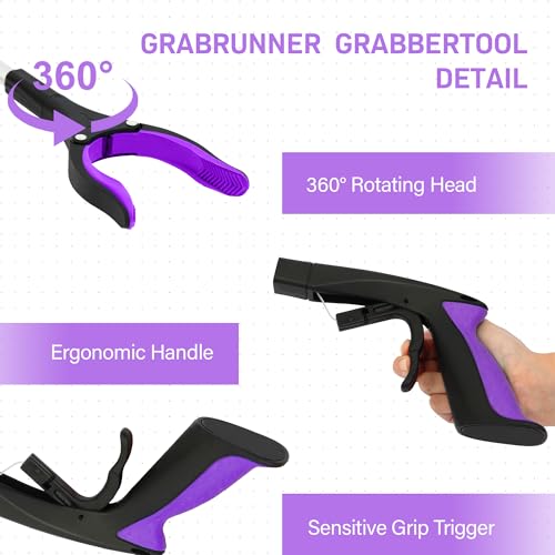 Grabber Reacher Tool - 32” Reacher Grabber Tool with Strong Magnetic and Swivel Head - Heavy Duty Pick Up Stick Grabbers for Seniors, Trash, Surgery Recovery Must Haves Gifts(Purple) - size: Purple(Pack of 1)
