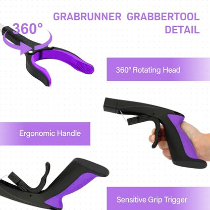 Grabber Reacher Tool - 32” Reacher Grabber Tool with Strong Magnetic and Swivel Head - Heavy Duty Pick Up Stick Grabbers for Seniors, Trash, Surgery Recovery Must Haves Gifts(Purple) - size: Purple(Pack of 1)
